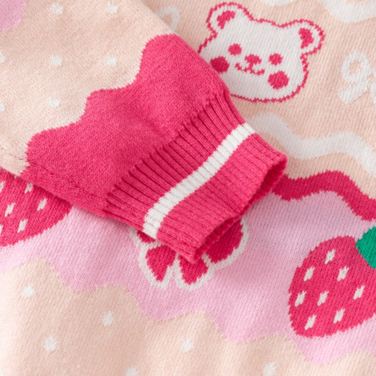 Girls' strawberry bear bottoming sweater