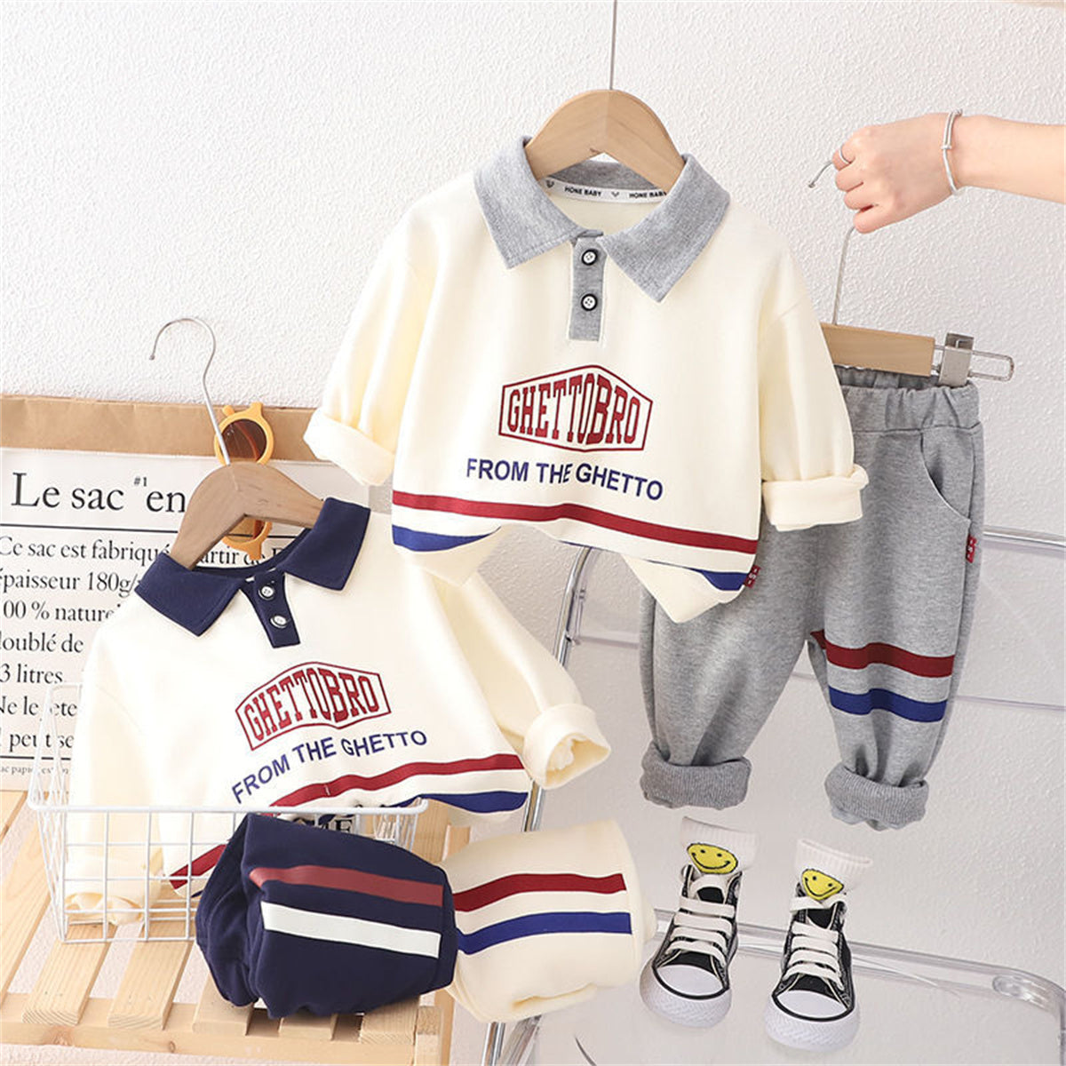 Spring and autumn boys' versatile two-piece sweatshirt