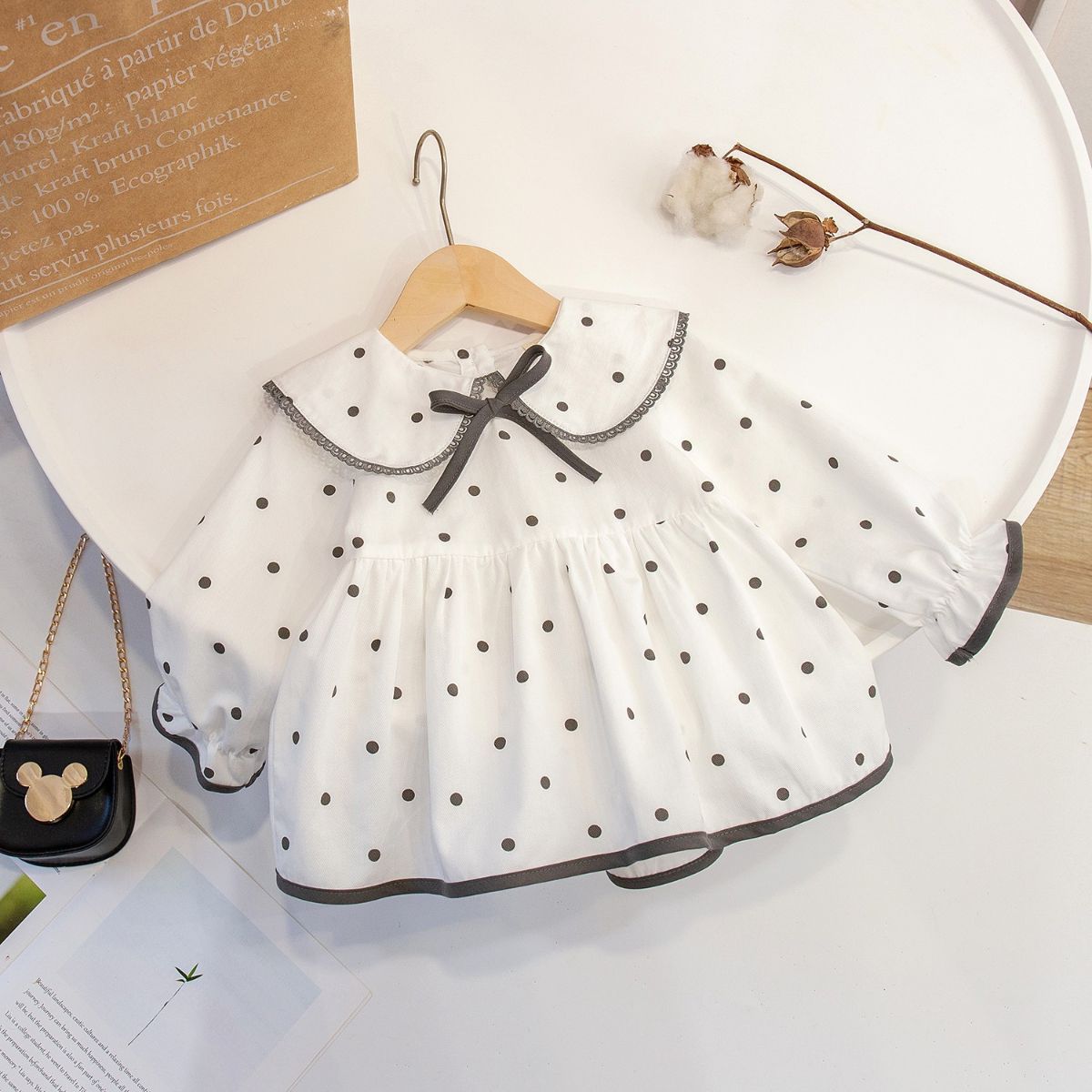 New style girls polka dot Korean style skirt sweet princess skirt baby long sleeve baby shirt