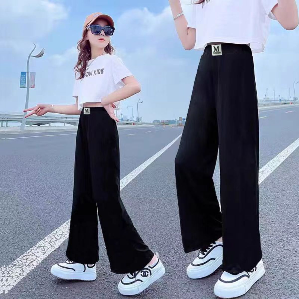 Girls new wide-leg pants children's casual pants summer medium and large children girls thin loose trousers