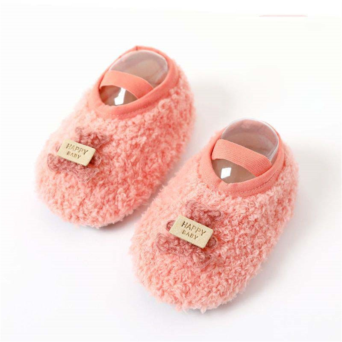 Baby and boy boys autumn and winter bear style furry warm non-slip rubber cotton shoes