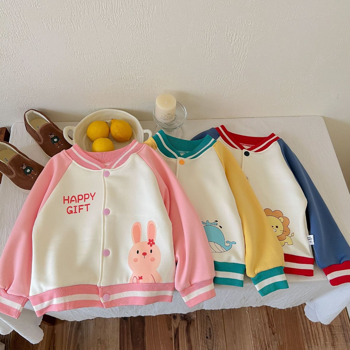 Children's baseball jackets boys and girls warm jackets autumn and winter new baby tops