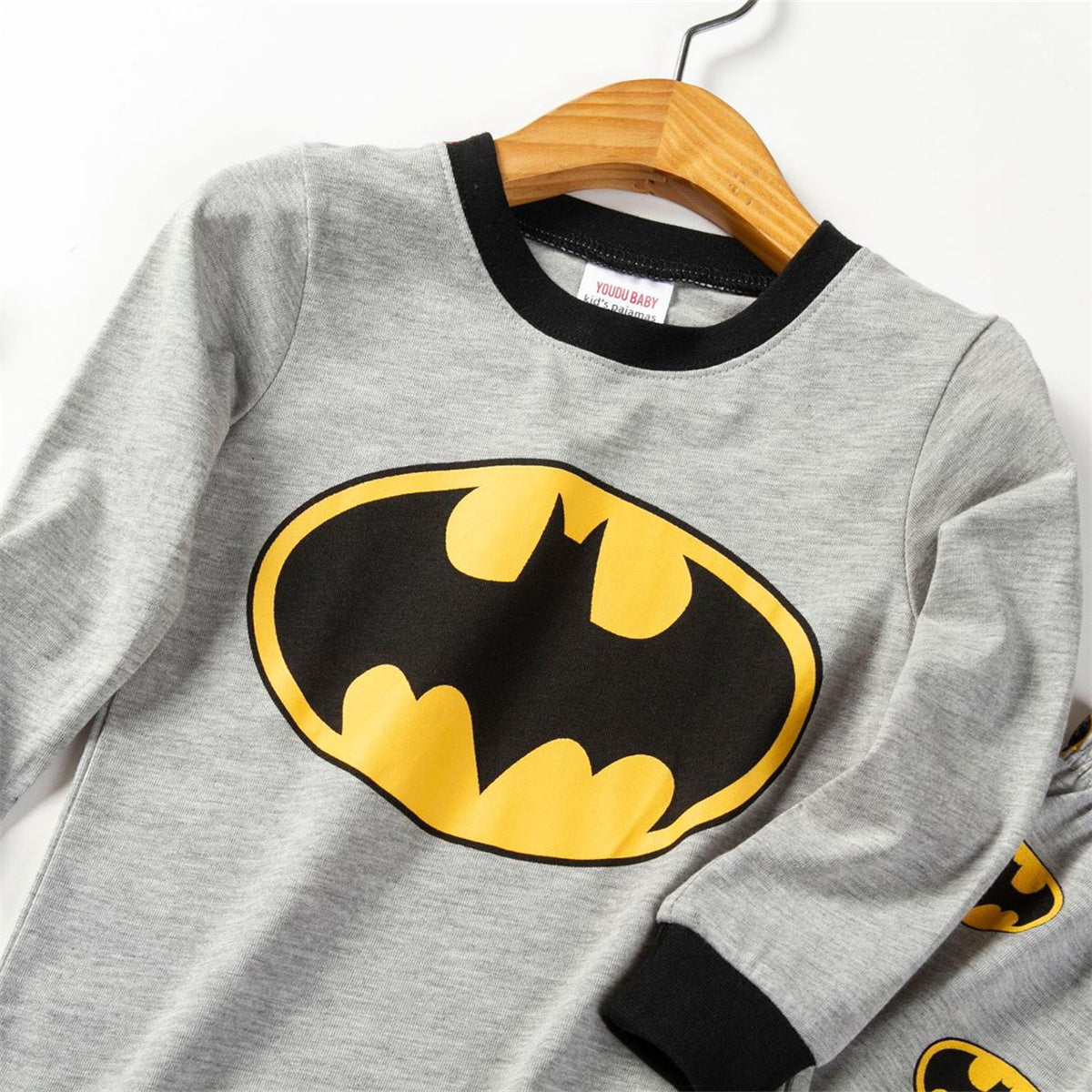 Boys' cotton long-sleeved printed Batman hero autumn and winter home wear suit