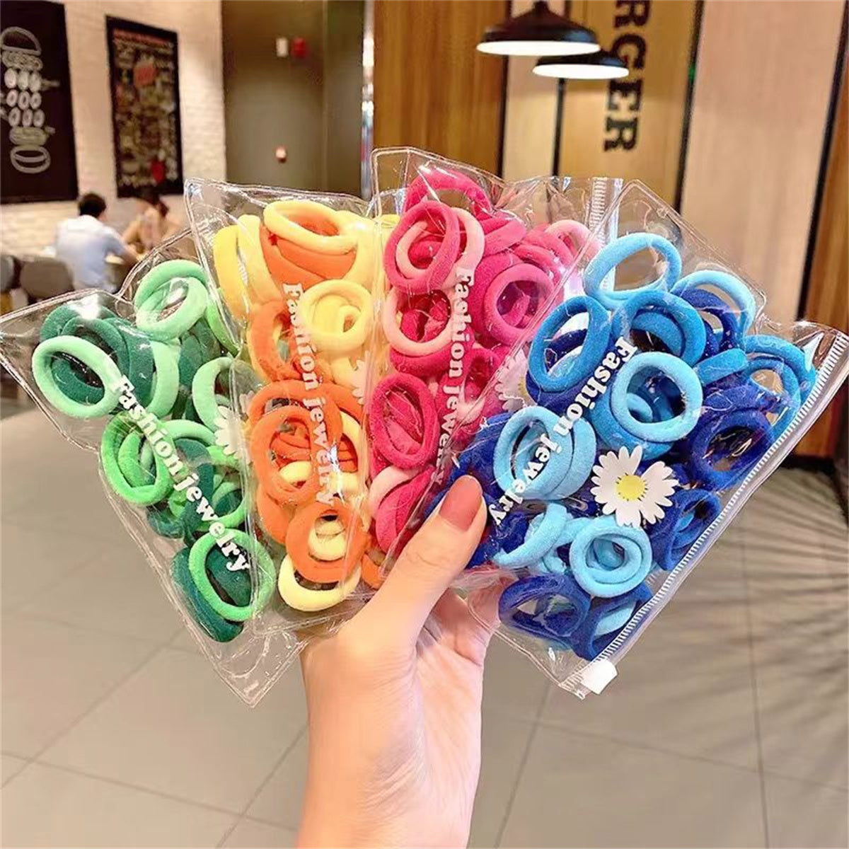 Children's girl's multi-piece simple basic style hair tie that does not damage the hair