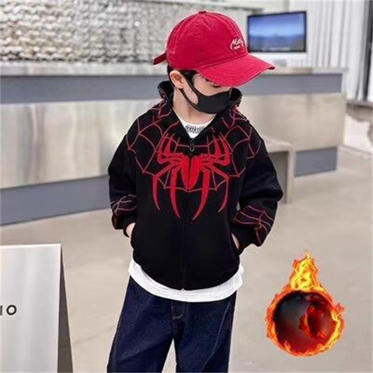 Boys Spiderman Children's Long Sleeve Sweater Thick Hooded Clothes