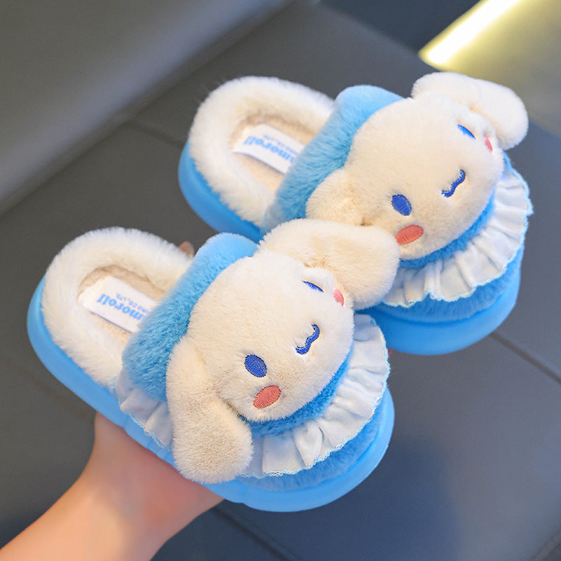 Sanrio cartoon warm home cute cotton slippers for middle and large children and girls