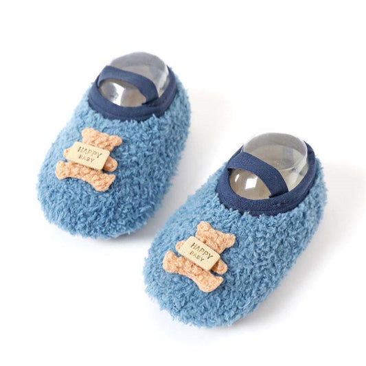 Baby and boy boys autumn and winter bear style furry warm non-slip rubber cotton shoes