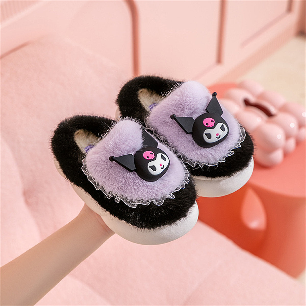 Cute Sanrio casual home warm soft cotton slippers for middle and large children and girls