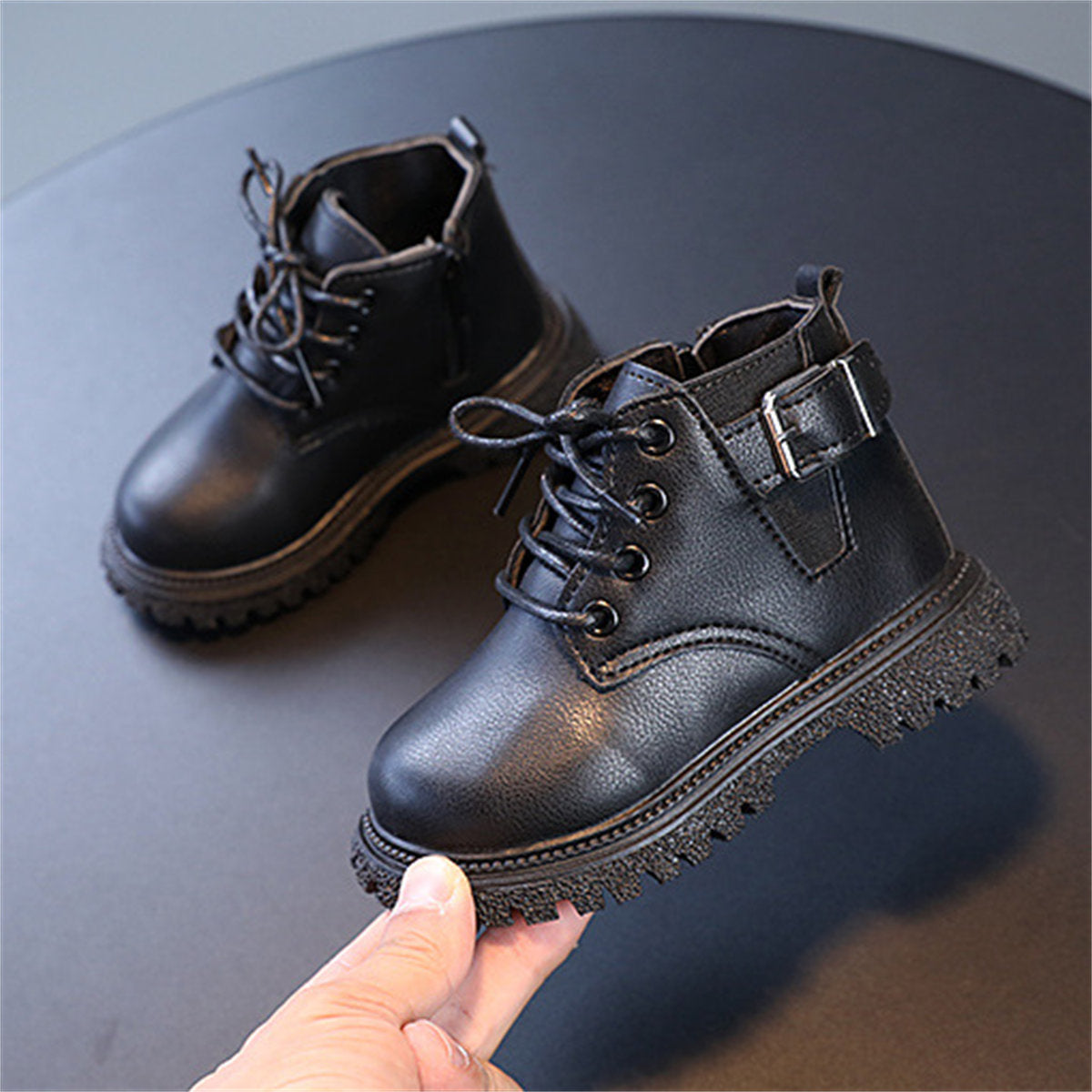 Solid color handsome urban style short boots Martin boots for boys and girls