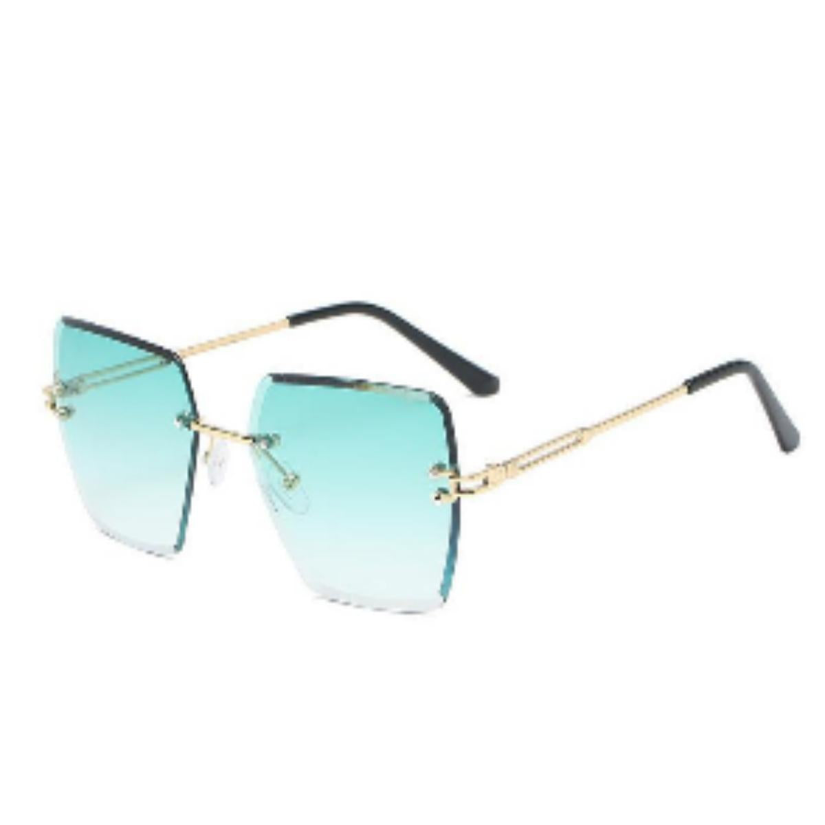 New trend frameless trimmed sunglasses fashion metal polygonal sunglasses personality two-color lenses glasses