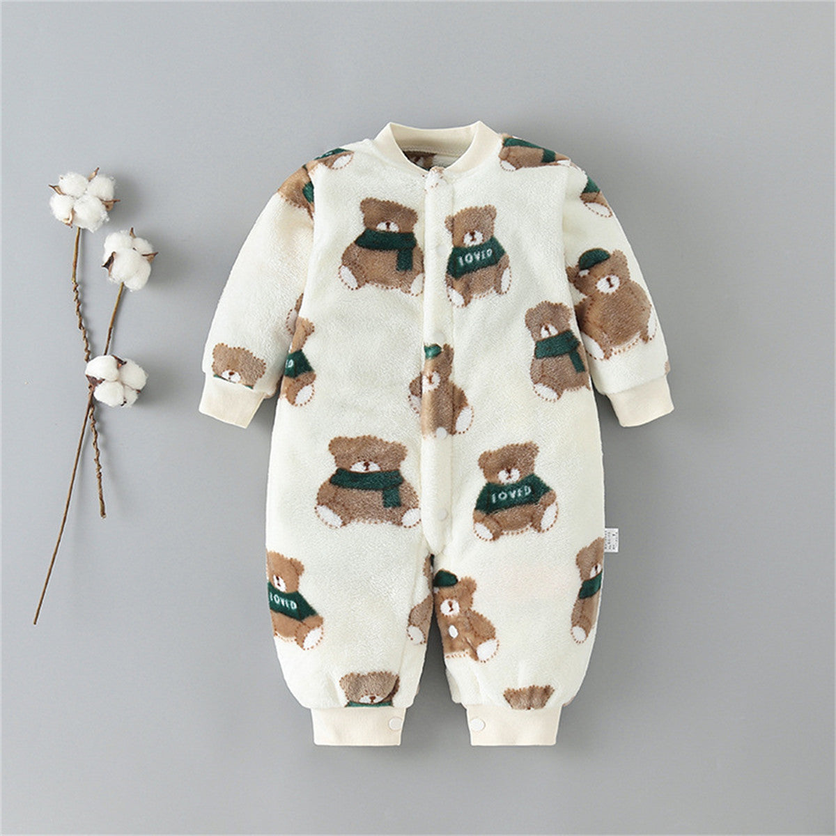 Baby coral fleece flannel warm bodysuit pajamas