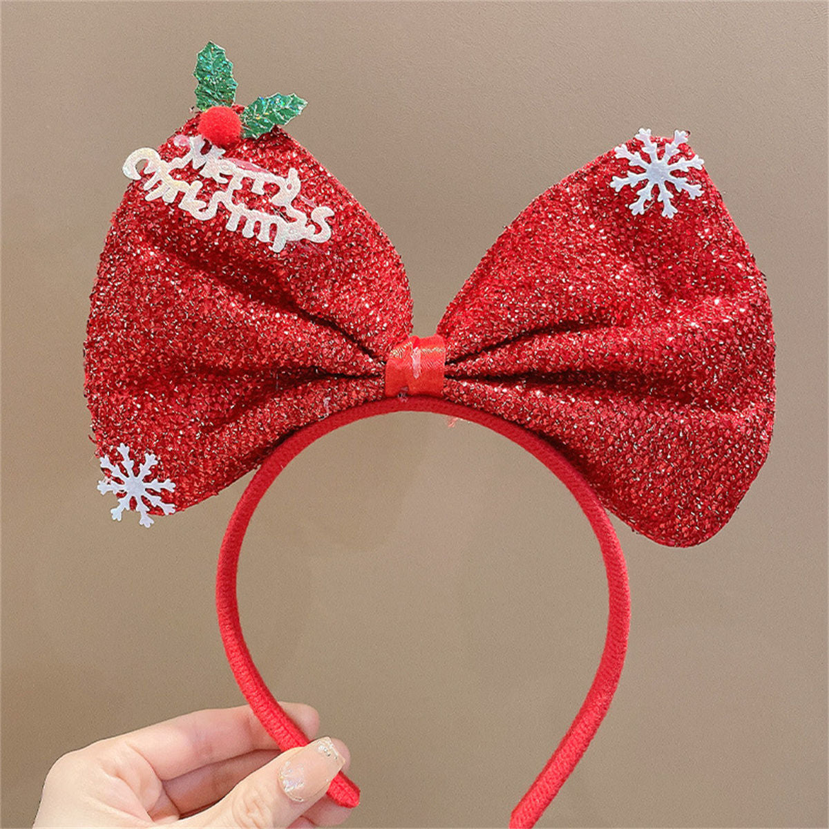 Children's Christmas red cute funny style bow headband does not hurt the hair