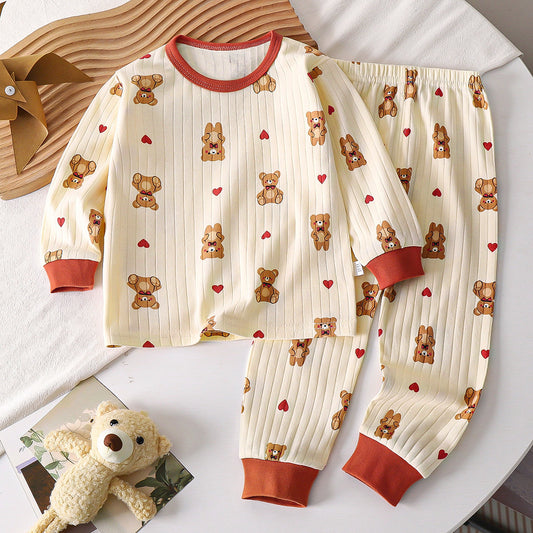 Boys cute light-colored home wear pure cotton pajamas set