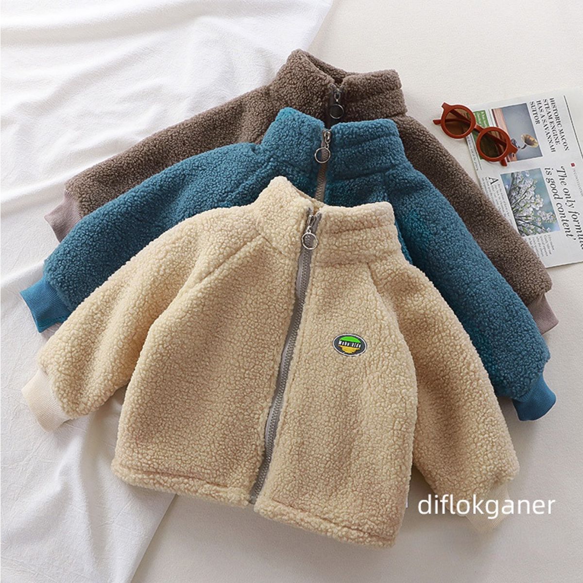 Children's lamb fleece jacket plus velvet jacket for boys and girls new styles for autumn and winter