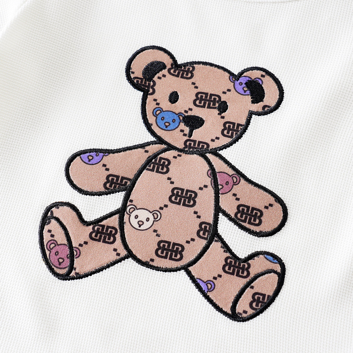 Baby Boy's Bear Pattern T-shirt And Shorts Set With Comfortable Textured Fabric