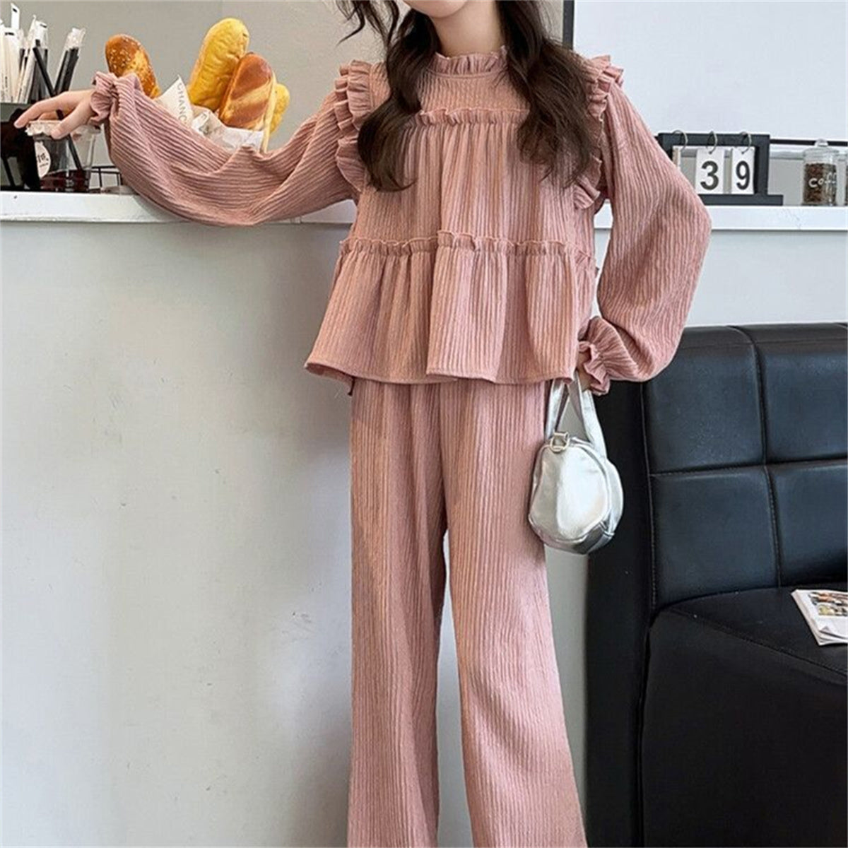 Solid color elegant fashion casual children's two-piece suit