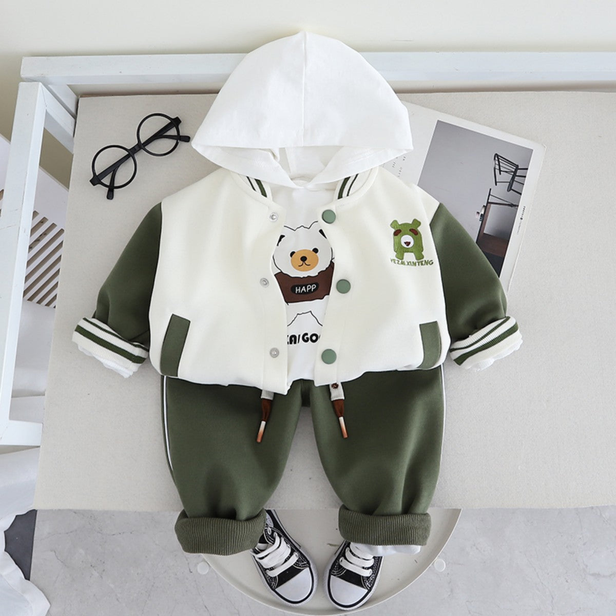 Children's clothing boys sweatshirt spring and autumn suit new children's casual style baseball uniform three-piece suit clothes for boys