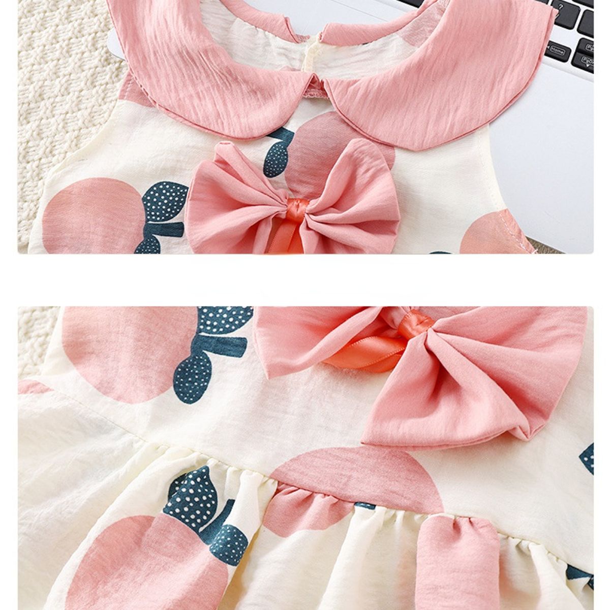 New summer dress cloud cotton princess dress sleeveless girl bow cute dress