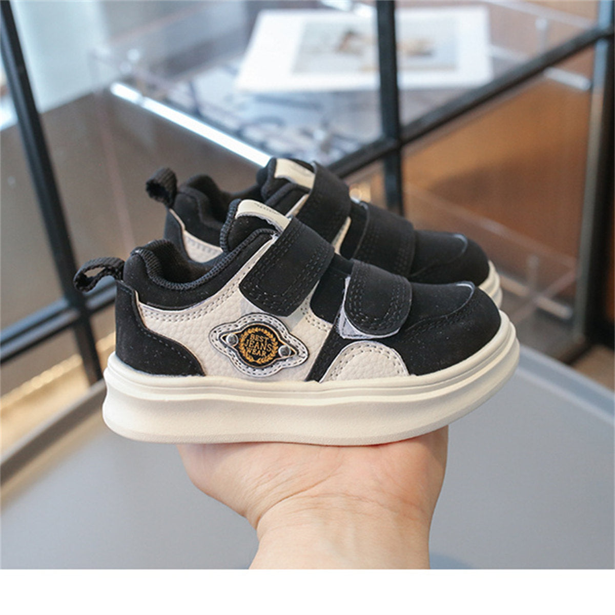 Cool and simple style for little boys, color matching, Velcro, lightweight, soft-soled low-top sneakers