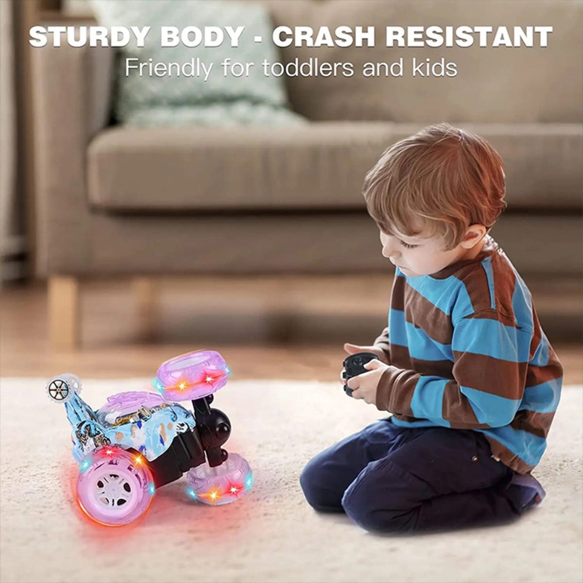 Children's remote control car 360 degree rotation stunt light remote control dump truck toy