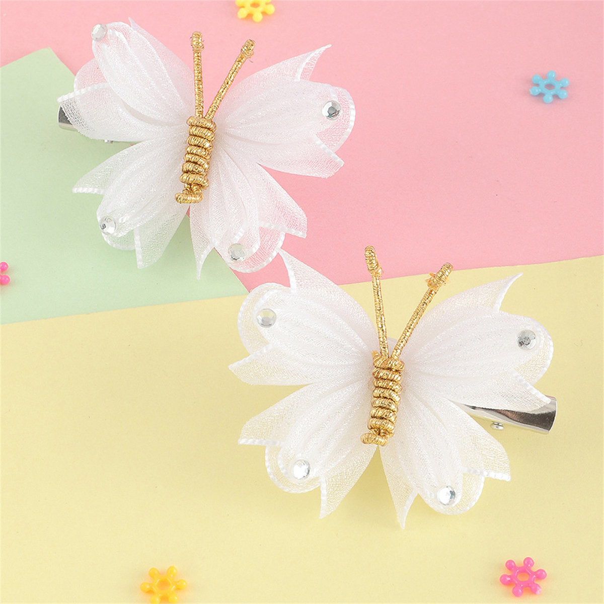 Children's 2-pack hand-woven mesh butterfly hairpins