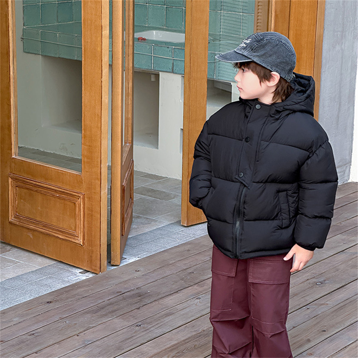 children's winter short down jacket