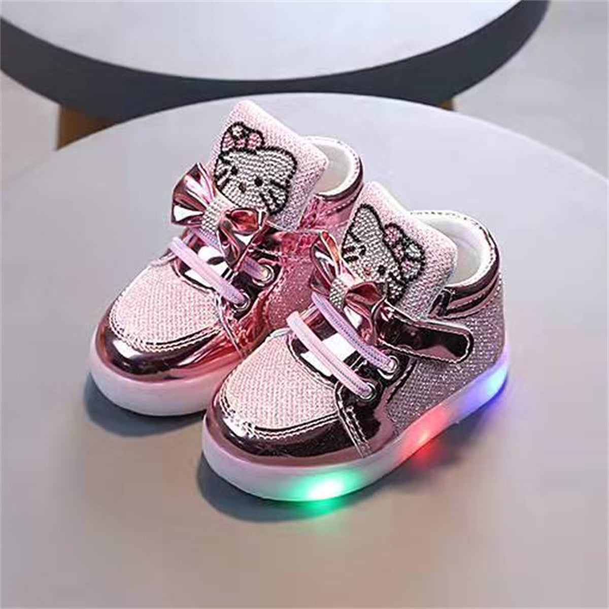 Children's Hello Kitty Princess Rhinestone Breathable Light-up Shoes