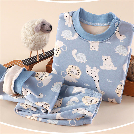 Little lion cartoon full print underwear suit home clothes thickened