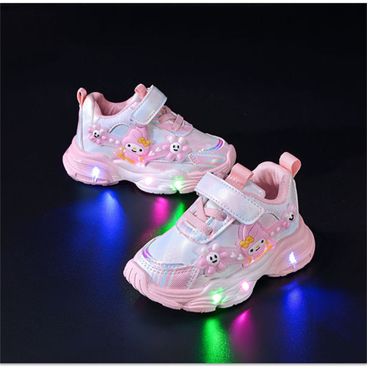 Children's girls' Sanrio cute cartoon style soft sole breathable luminous LED sports shoes