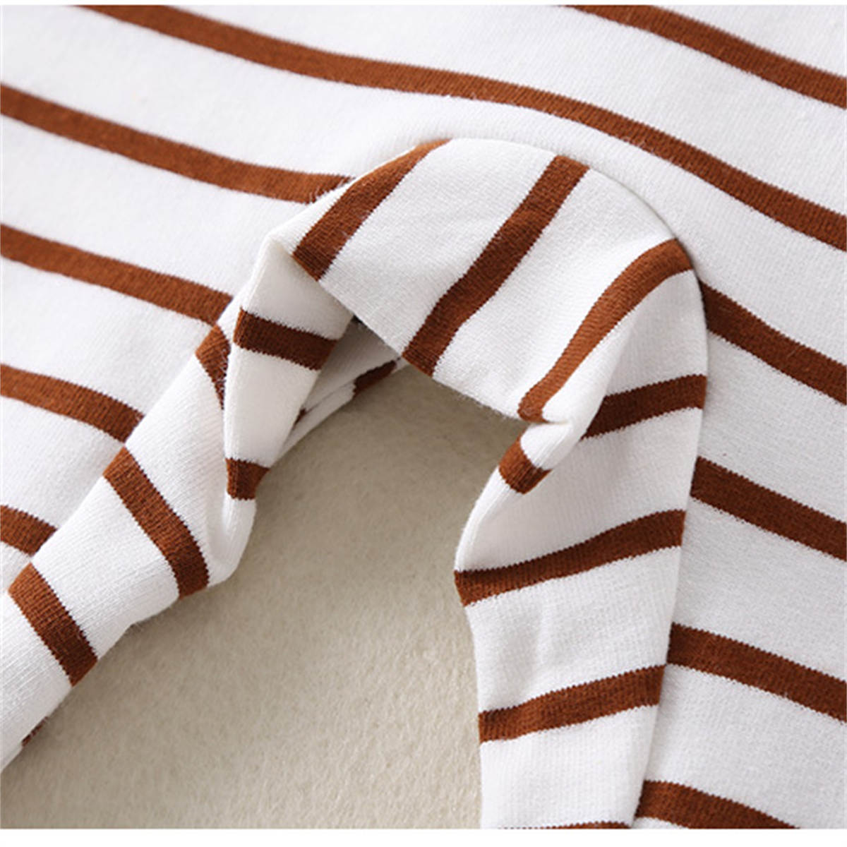 Autumn newborn pure cotton single layer comfortable cartoon striped romper