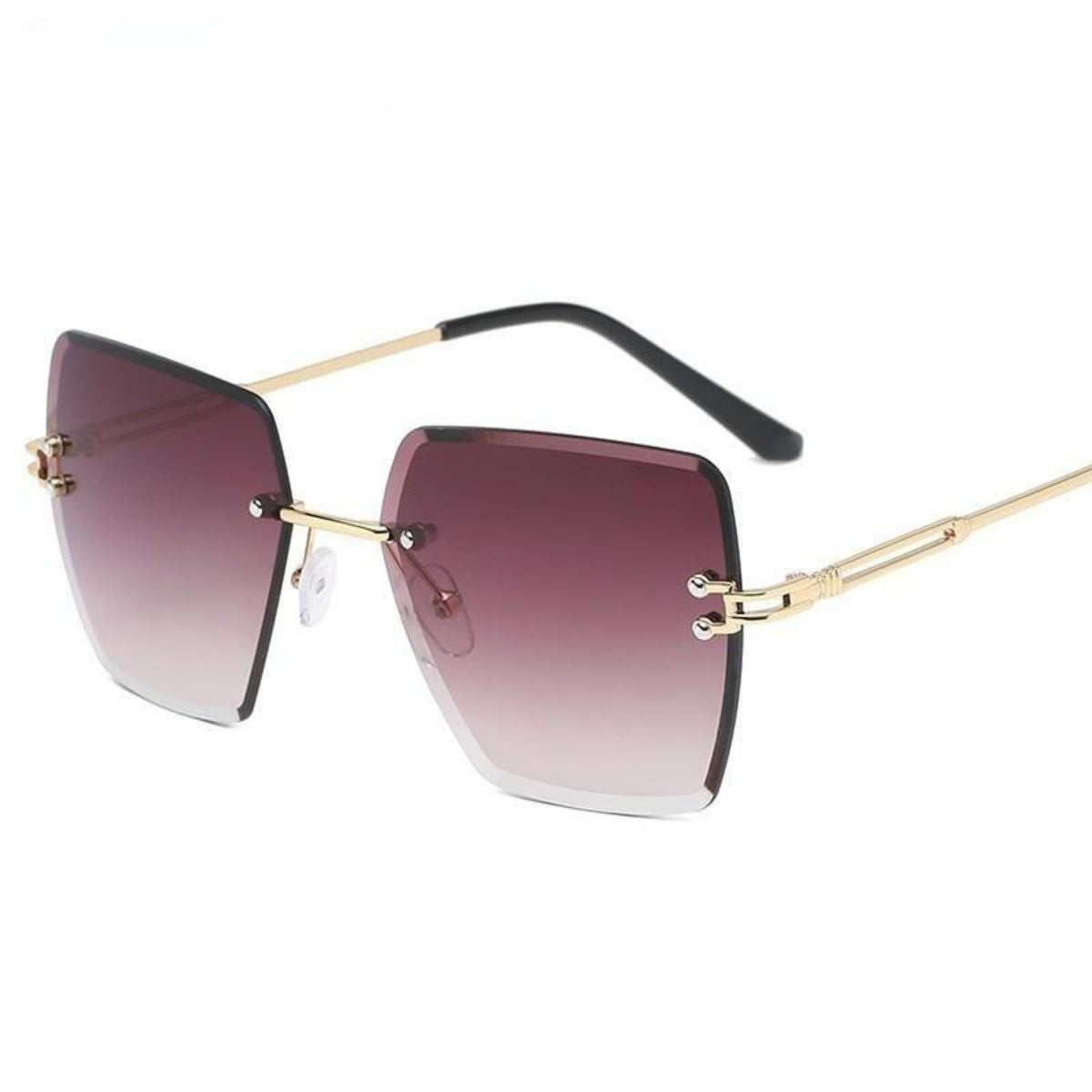 New trend frameless trimmed sunglasses fashion metal polygonal sunglasses personality two-color lenses glasses