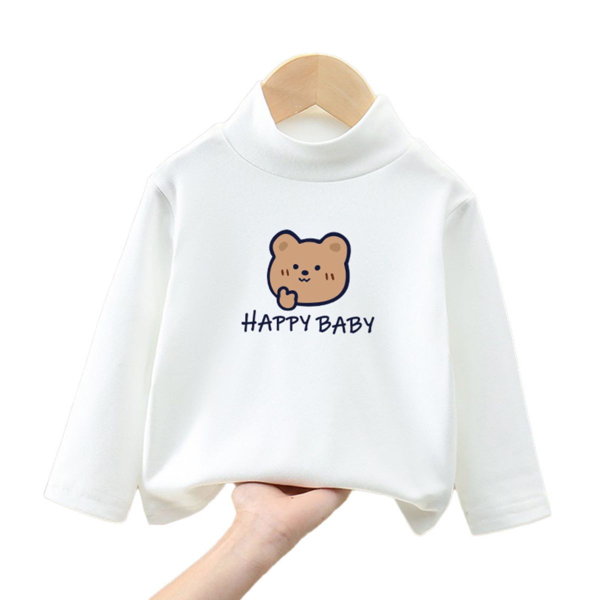 Children's winter German fleece thermal underwear bottoming shirt girls autumn clothes single tops small and medium children half high collar baby