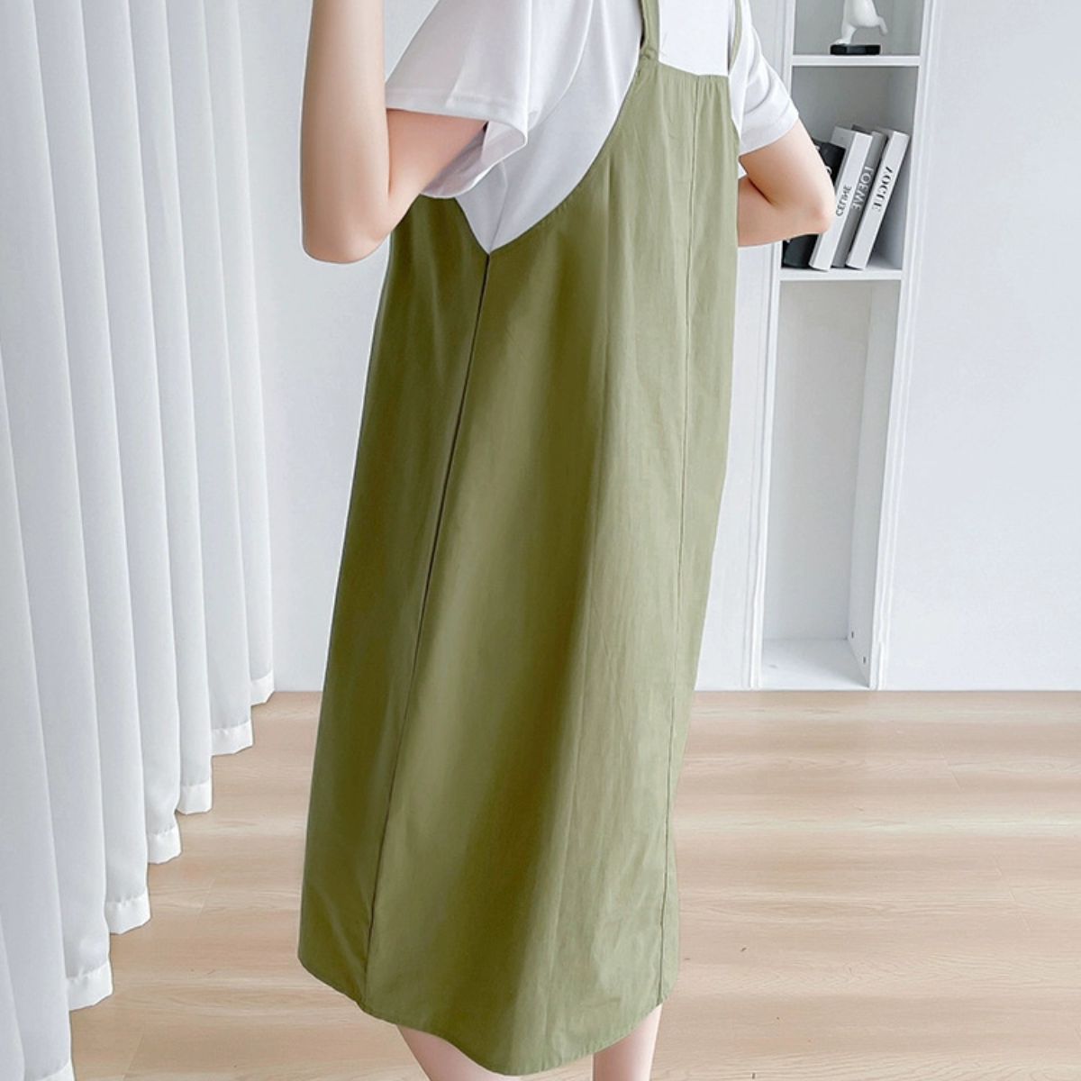 Maternity summer dress fashionable loose mid-length overalls dress fake two-piece