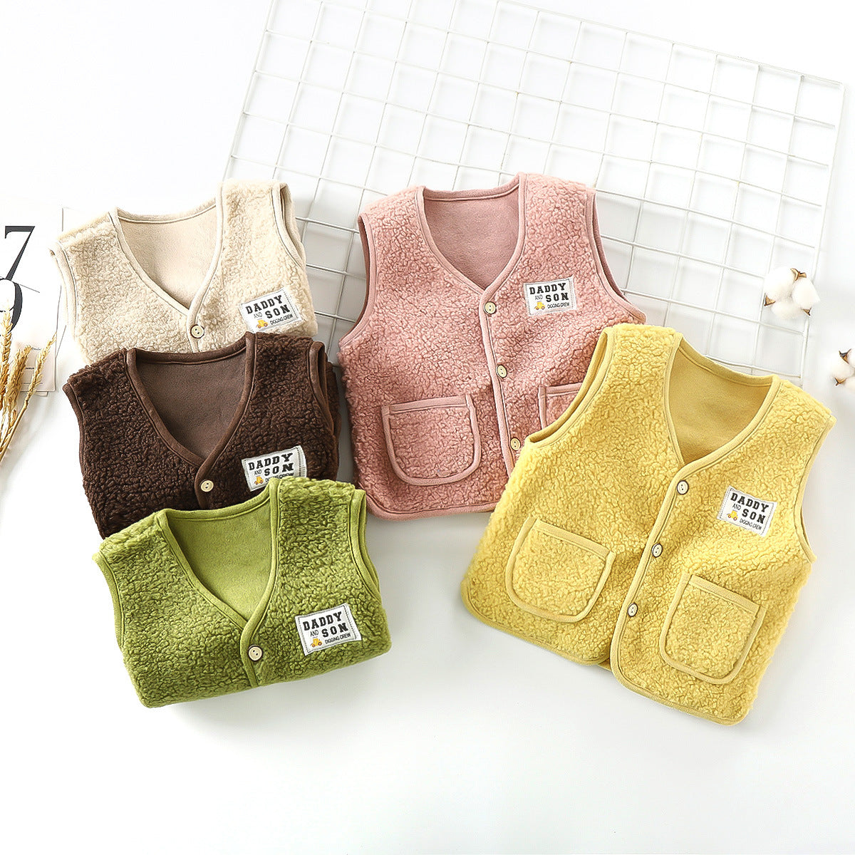 New children's polar fleece vest autumn and winter thickened baby cardigan warm men and women bottoming coat