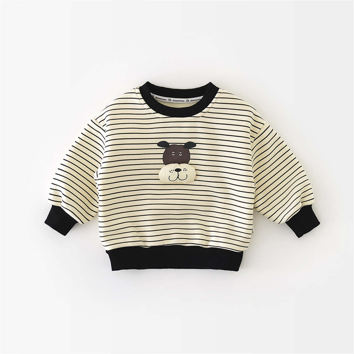 Children&#39;s winter velvet striped sweatshirt one-piece velvet cartoon sweatpants