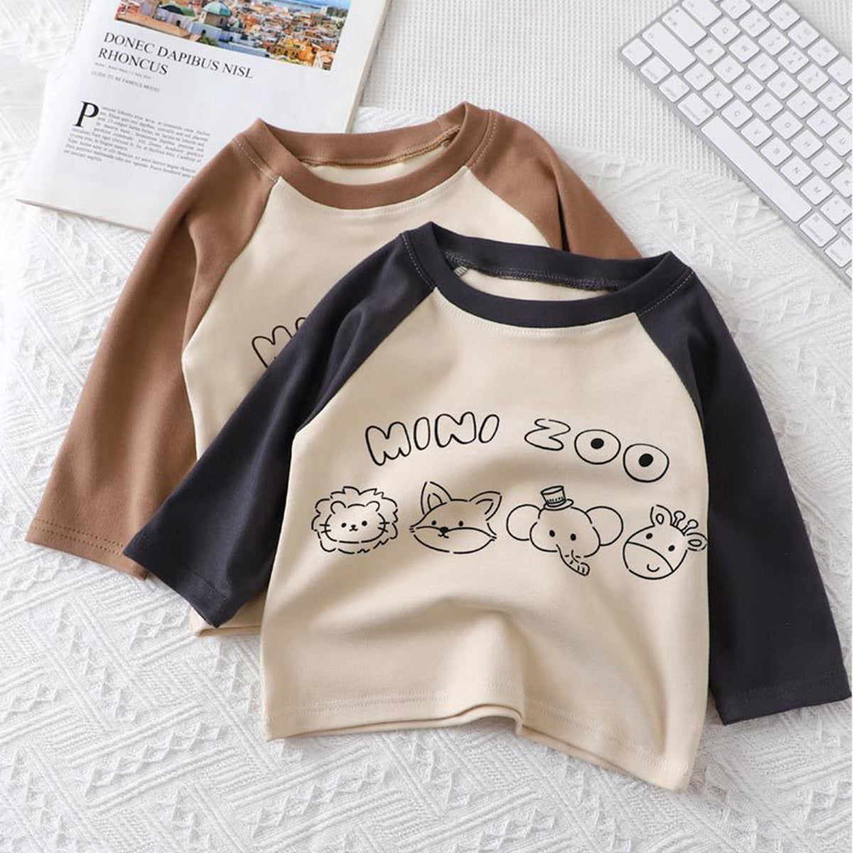 Children's base shirt long sleeve warm small and medium children's German fleece single top spring autumn winter pullover outer wear autumn clothes children's clothing