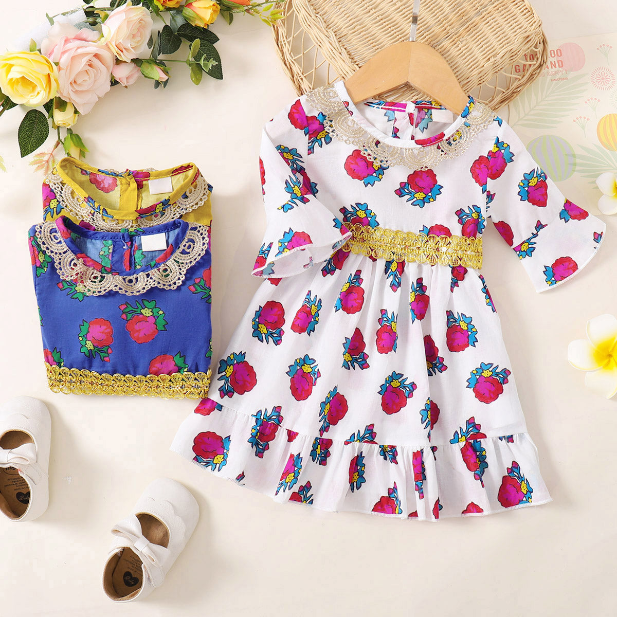 Baby Girl Clashing Lace Floral Dress