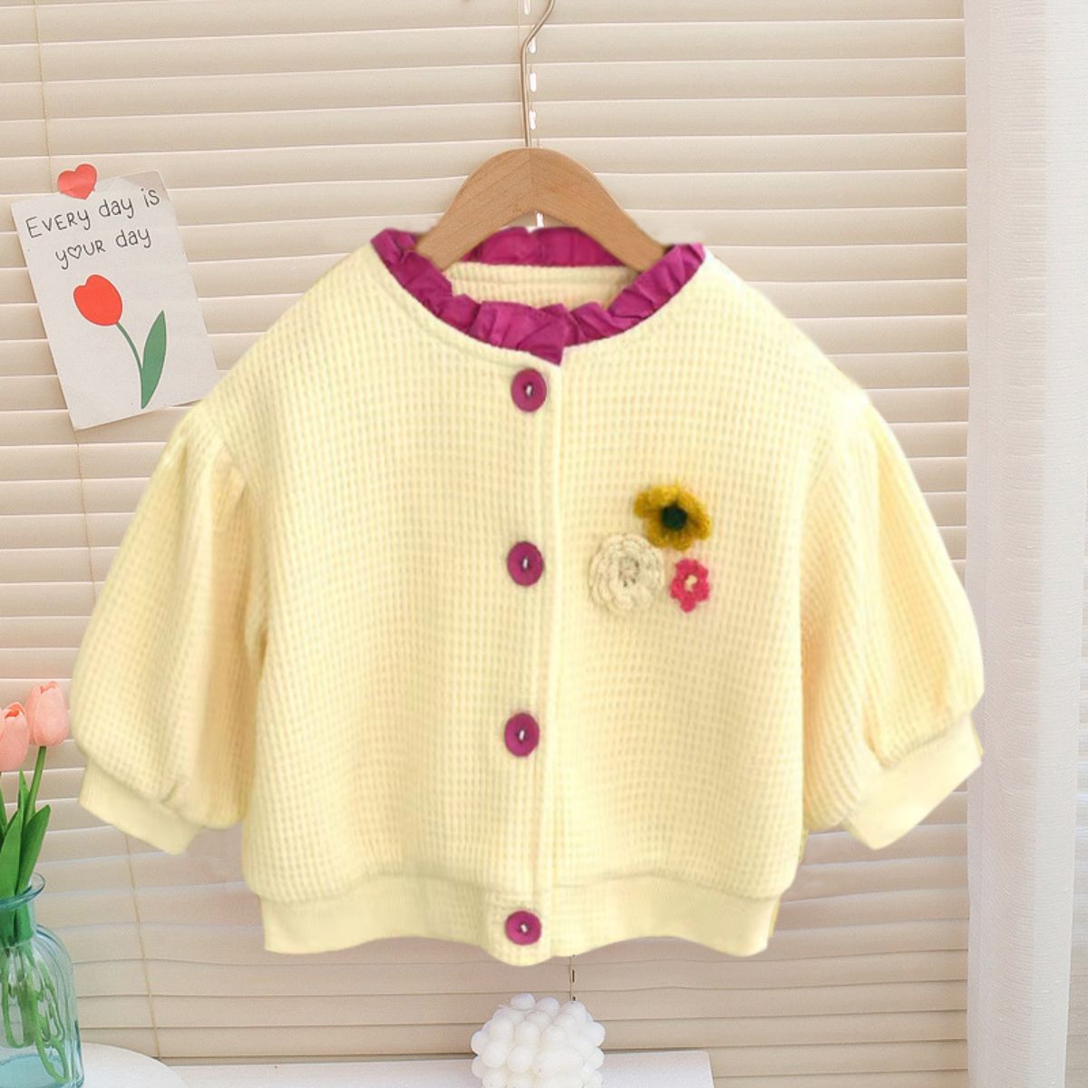 Children's Cardigan Sweater Jacket Girls Sweater Spring and Autumn Baby Clothes Round Neck Sweater Girl Baby Clothes