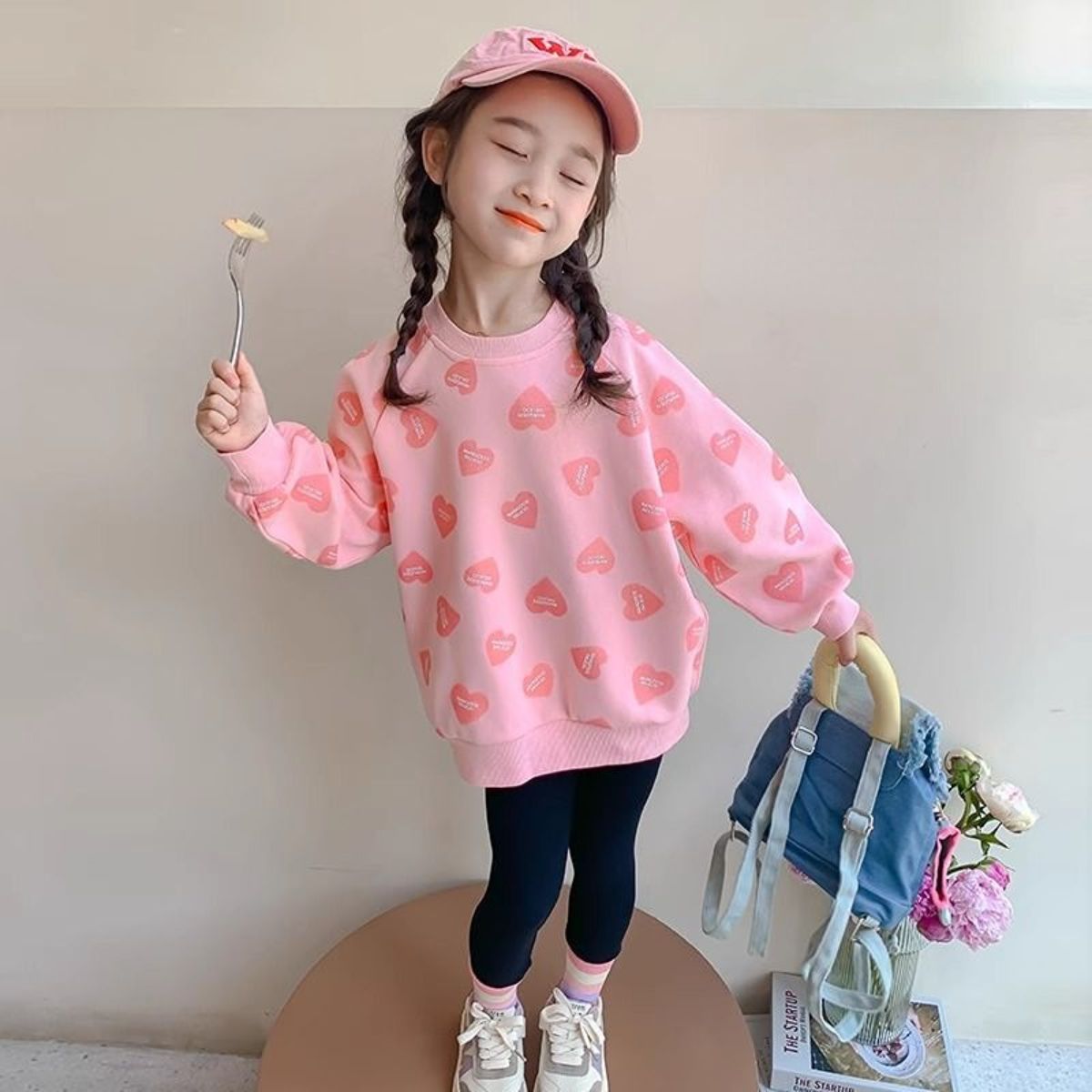 Autumn new cute girls sweatshirt two piece suit