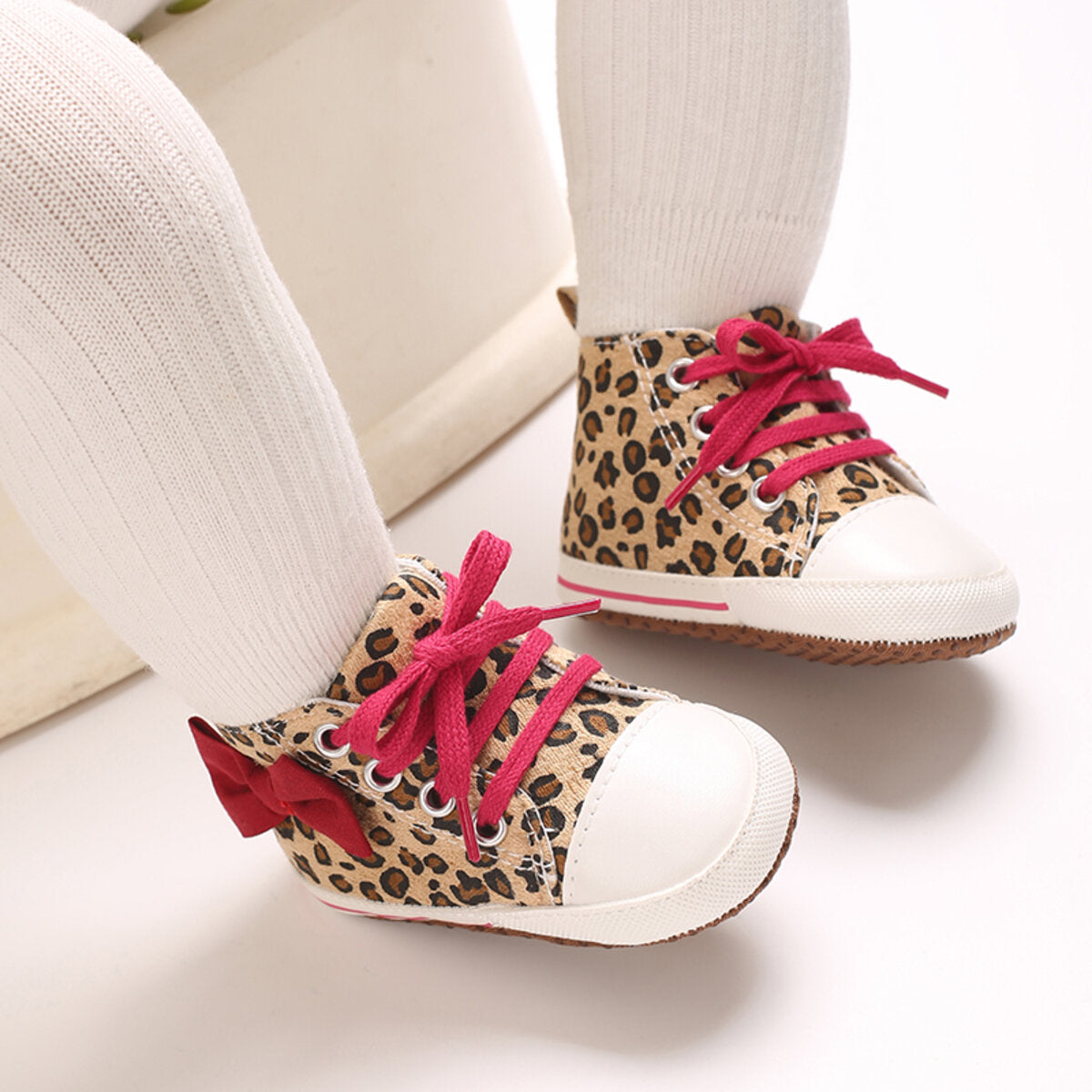 Baby high top leopard print canvas shoes