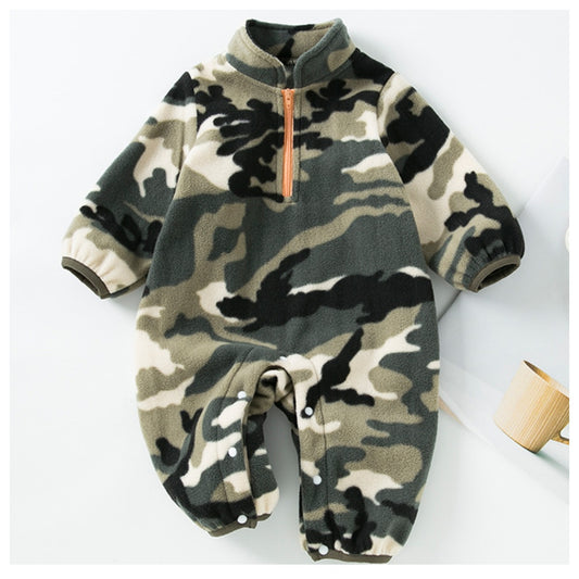 Baby Camouflage Long Sleeve Flannel Warm Romper