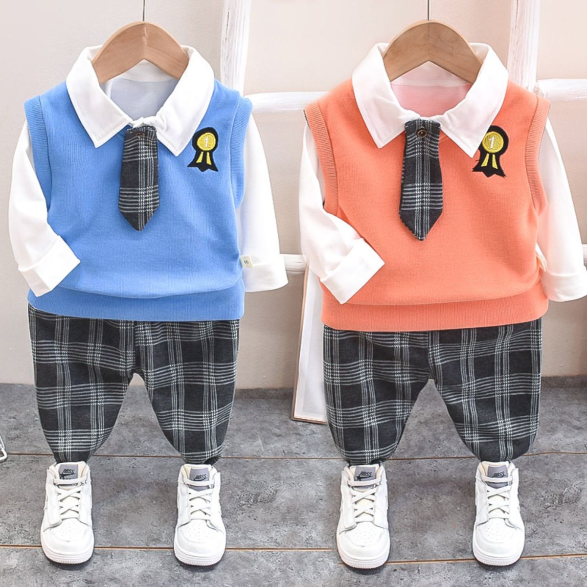 Baby boy autumn suit children's new style girls spring and autumn boys sports three-piece suit