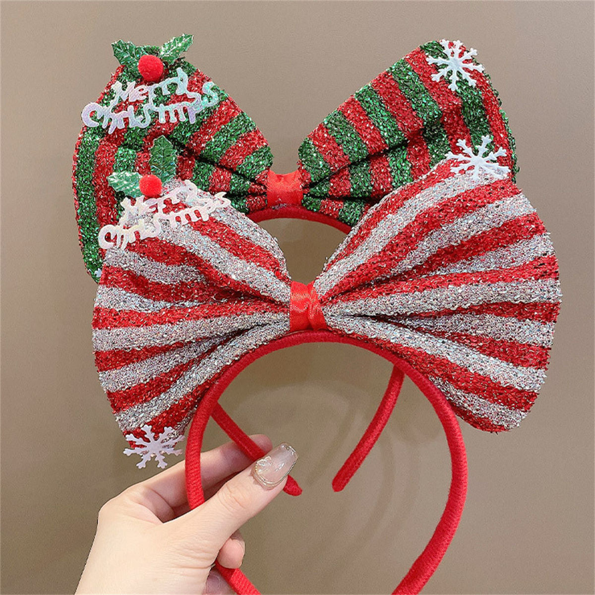 Children's Christmas red cute funny style bow headband does not hurt the hair