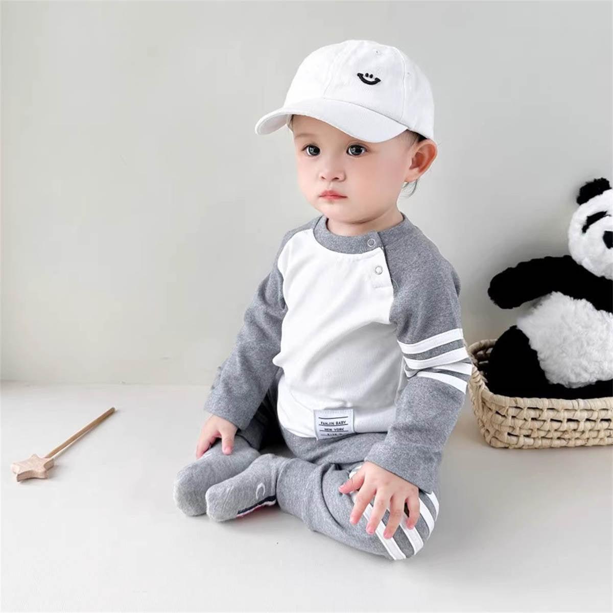 baby boy spring and autumn color matching suit