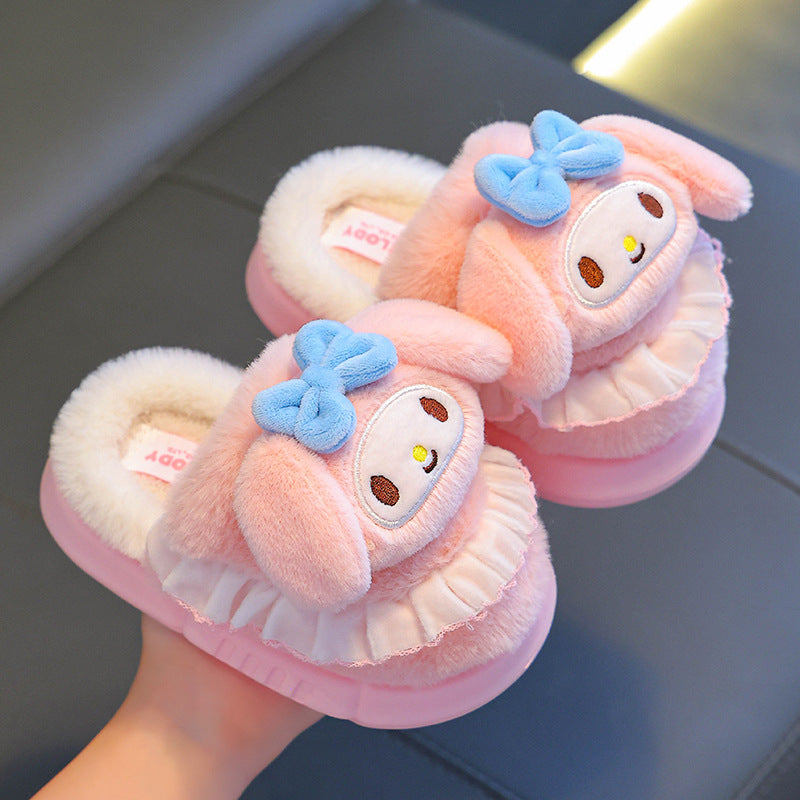 Sanrio cartoon warm home cute cotton slippers for middle and large children and girls