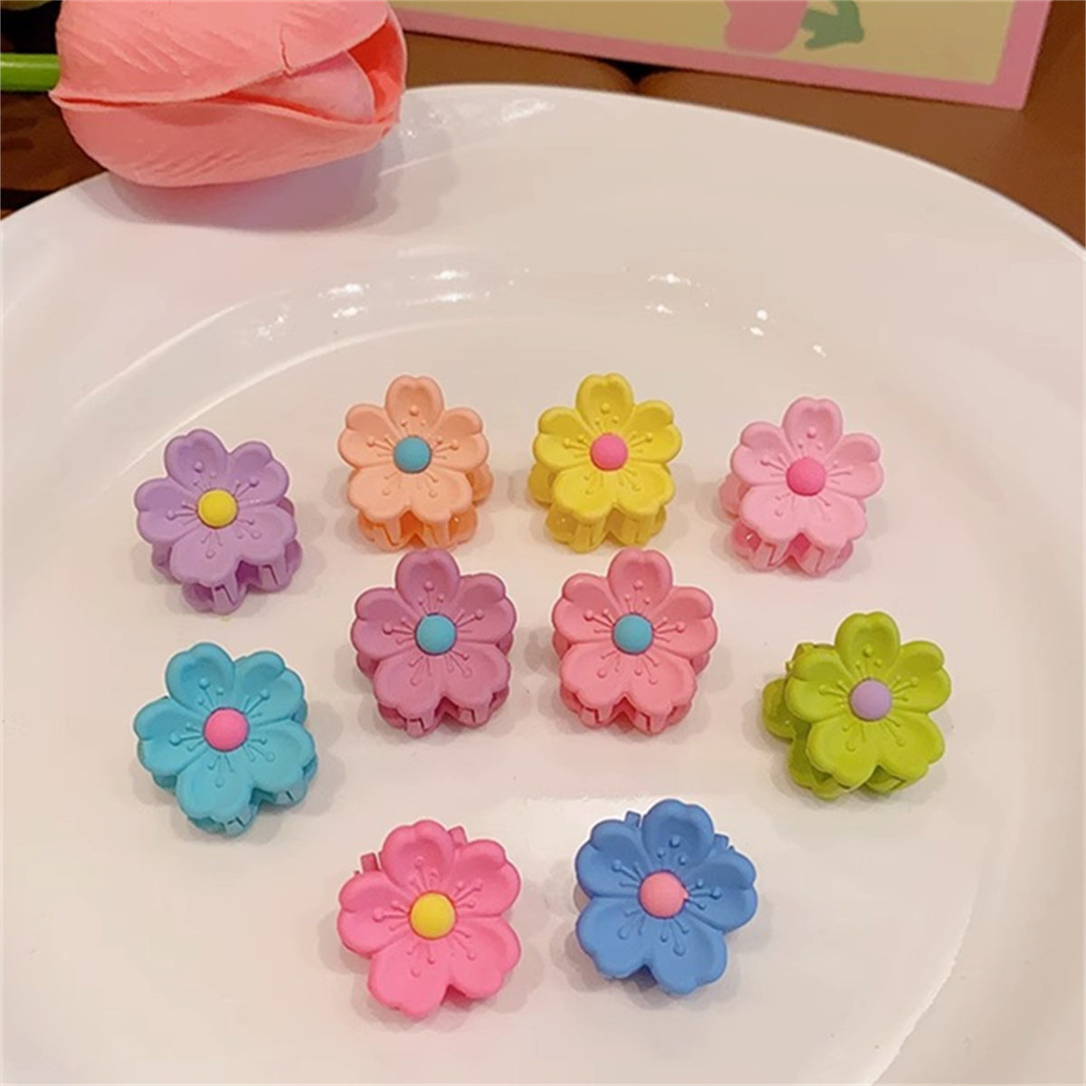 Children's 10-piece 3D flower hairpins