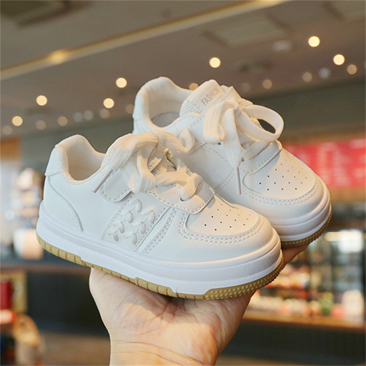 Children's and boys' white shoes, wheat ear style, non-slip, lightweight and casual low-top sneakers