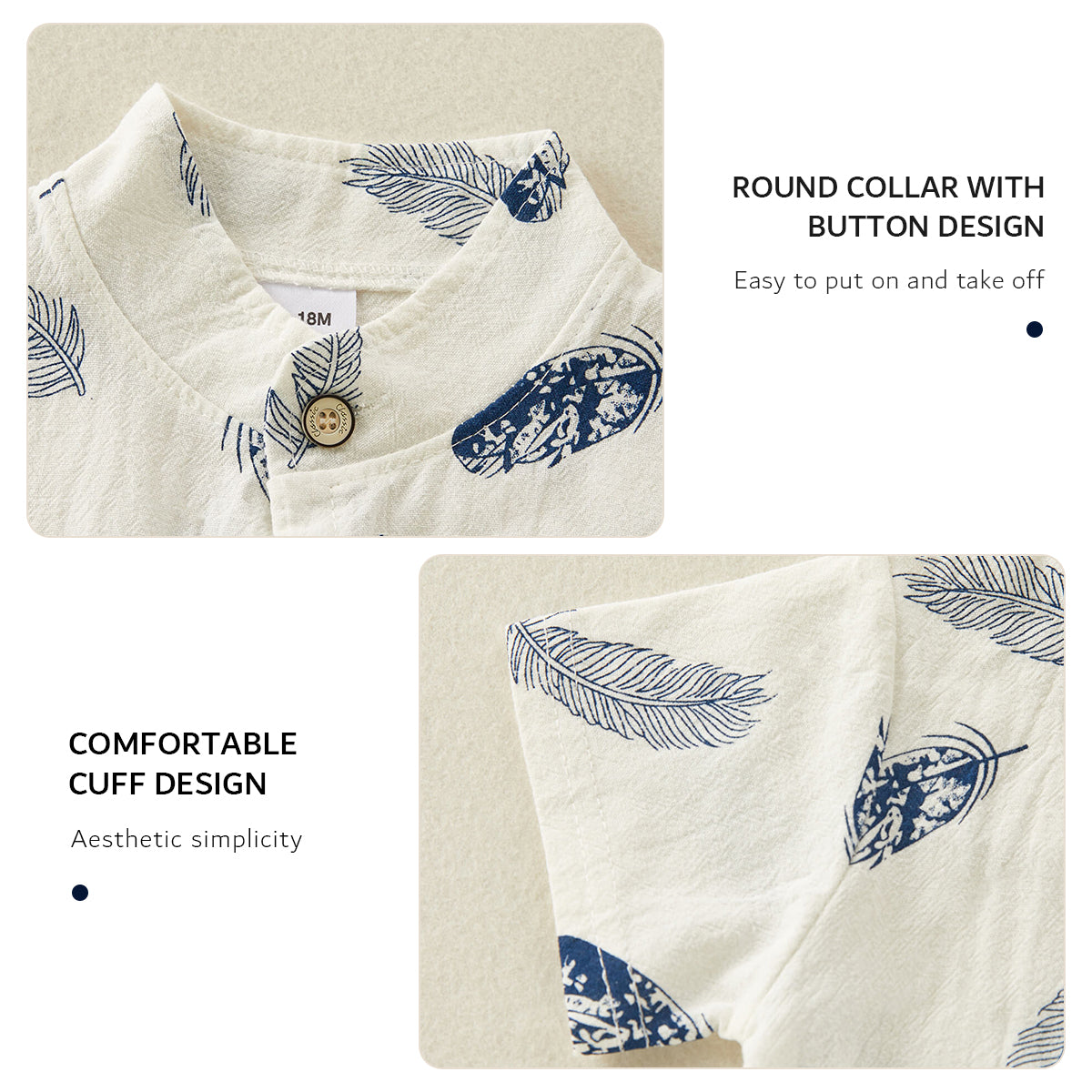 Baby Boy Feather Printed Short-sleeve Shirt & Shorts