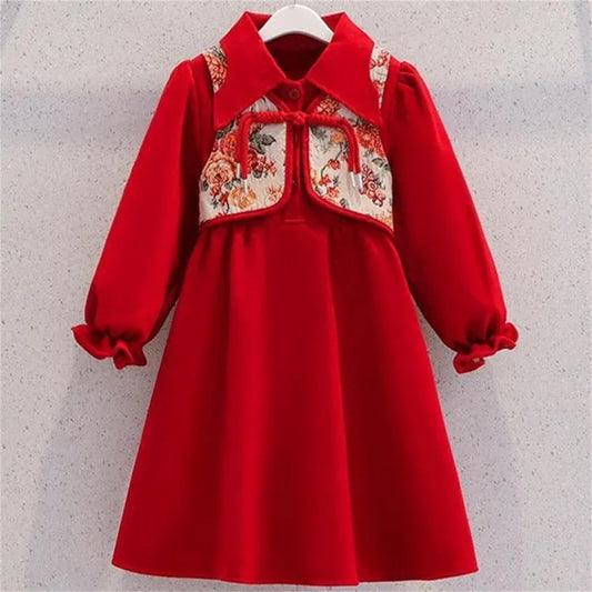 Autumn and winter children's princess dress girls embroidered dress