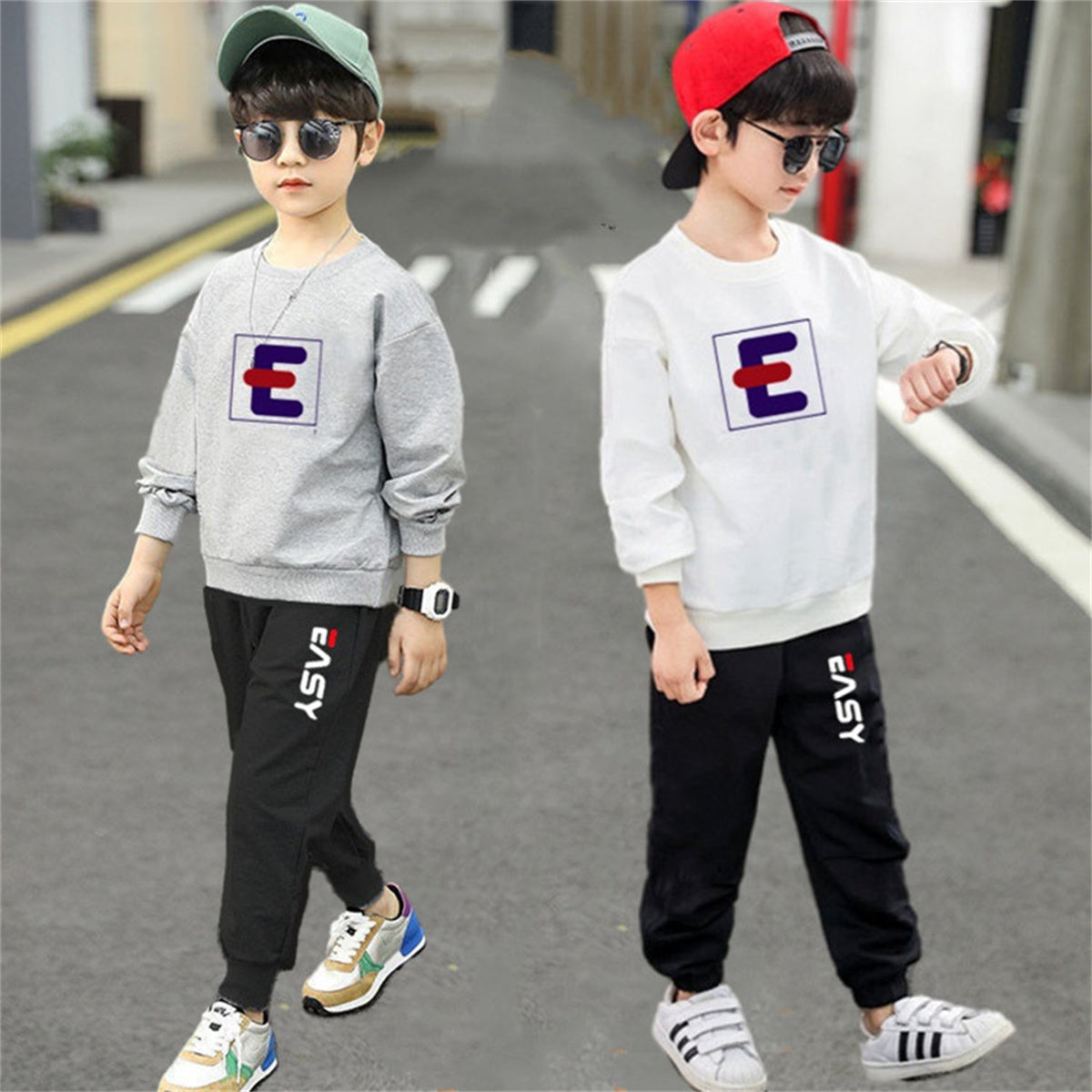 Fashionable sports sweatshirt long-sleeved suit for middle and older boys